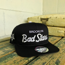 Load image into Gallery viewer, Brooklyn Bad Stars — Retro Script — Dynasty Snapback — Black