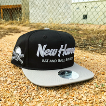 Load image into Gallery viewer, New Haven Bat And Ball Society — Retro Script — Dynasty Snapback — Black / Grey